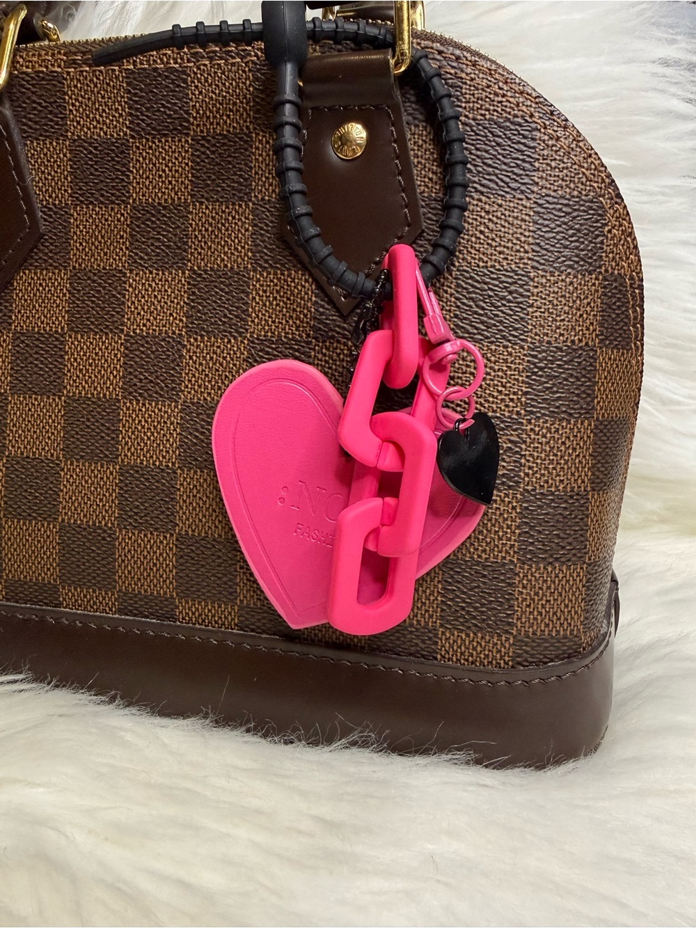 Pink Heart Bag Charm Key Ring Fob Keychain Purse Charm Y2K New